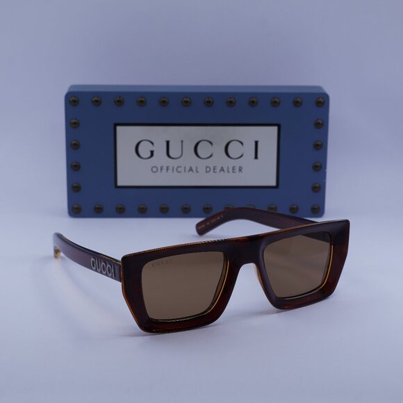 Gucci GG1723S 002 Square Sunglasses -Transparent Brown - Picture 1 of 12